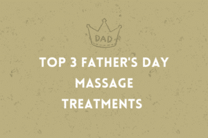 Father’s Day Massage Treatments Graphic with white copy and father's day crown