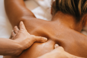 woman having a deep tissue massage treatment